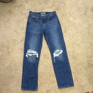 Distressed Blue Jeans